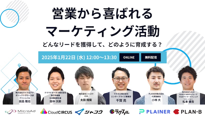 【イベント終了】営業から喜ばれるマーケティング活動を徹底解説！どんなリードを獲得して、どのように育成する？